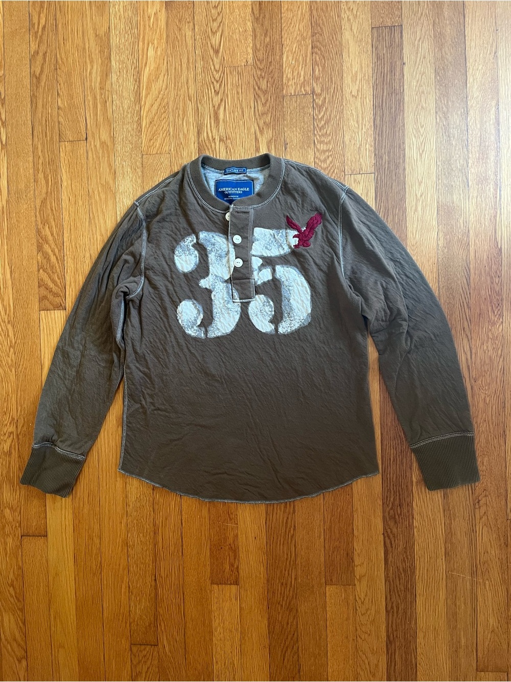 American Eagle Outfitters Vintage Fit Long Sleeve Henley Large 100% Cotton